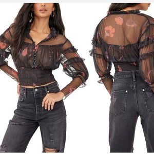 Free people blouse “time to shine” mesh top